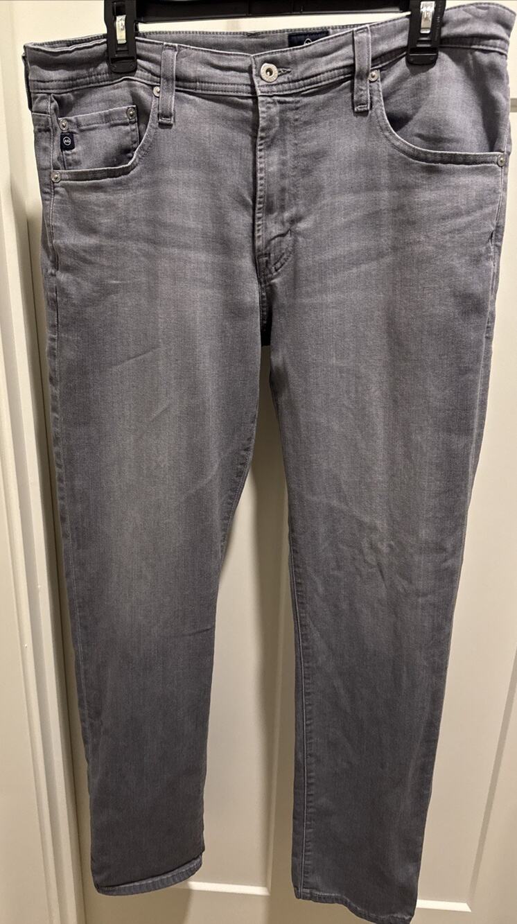 AG Adriano Goldschmied Everett Slim Straight Gray Jean Pants Mens 35x32